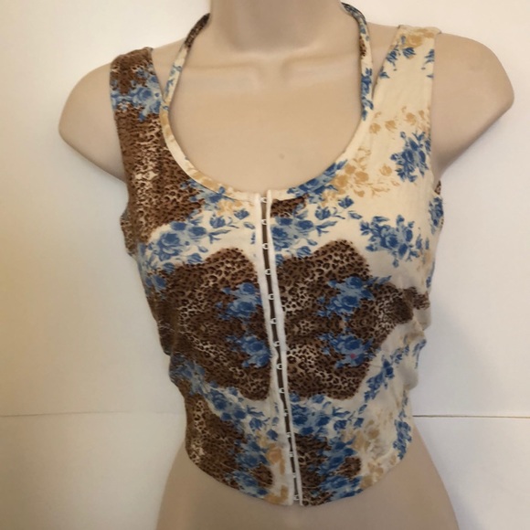 Blue leopard Sexy cropped top S/M - Picture 2 of 7